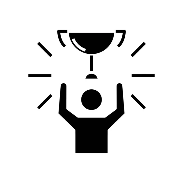 Winner black icon, concept illustration, vector flat symbol, glyph sign. — Stok Vektör