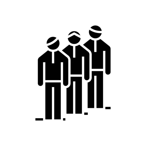 Team hierarchy black icon, concept illustration, vector flat symbol, glyph sign. — Stock vektor