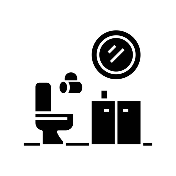 WC szoba fekete ikon, koncepció illusztráció, vektor lapos szimbólum, jel. — Stock Vector