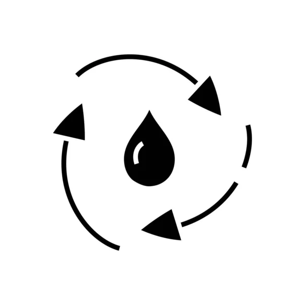 Purificador de agua icono negro, concepto de ilustración, vector de símbolo plano, signo de glifo . — Vector de stock