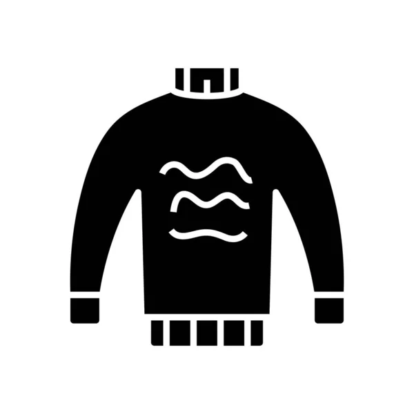 Warm sweater black icon, concept illustration, vector flat symbol, glyph sign. — Wektor stockowy