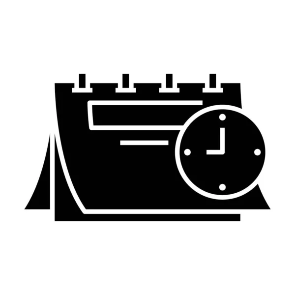 Icono negro de planificación del tiempo, ilustración del concepto, símbolo plano vectorial, signo de glifo . — Vector de stock