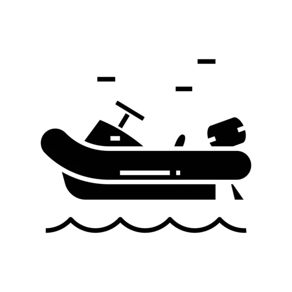 Водяний човен чорна ікона, концептуальна ілюстрація, векторний плоский символ, знак гліфа . — стоковий вектор