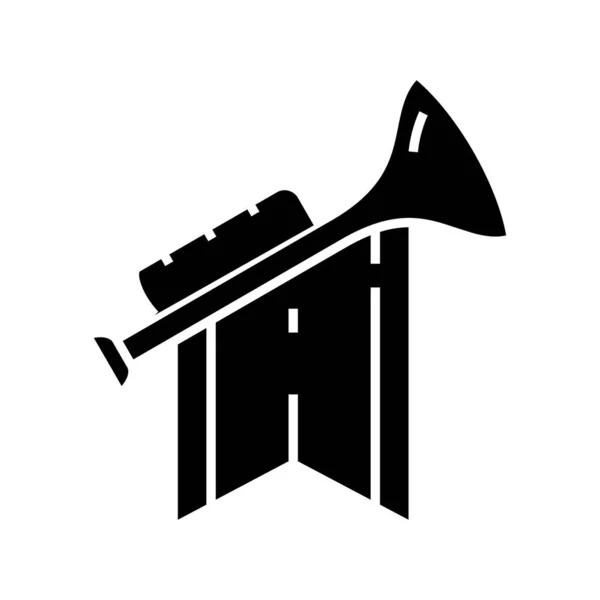 Victory horn black icon, concept illustration, vector flat symbol, glyph sign. Stockillustratie