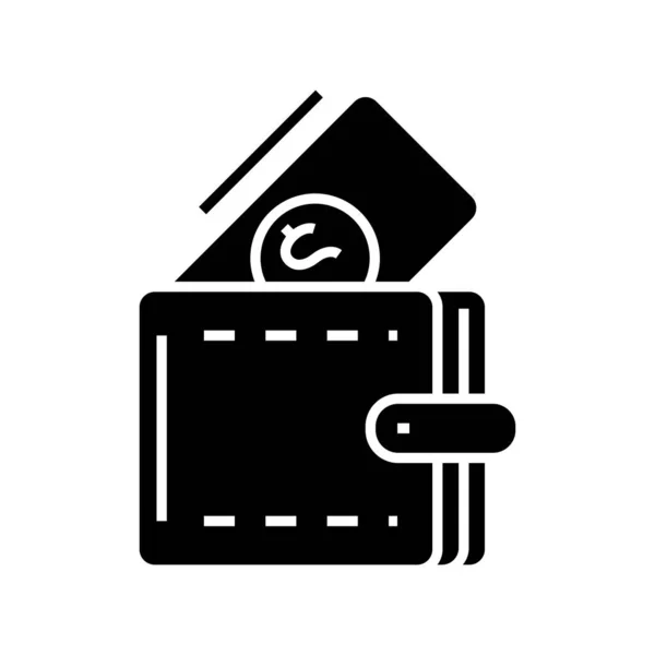 Ícone preto da carteira, ilustração do conceito, símbolo liso do vetor, sinal do glifo . Gráficos Vetores