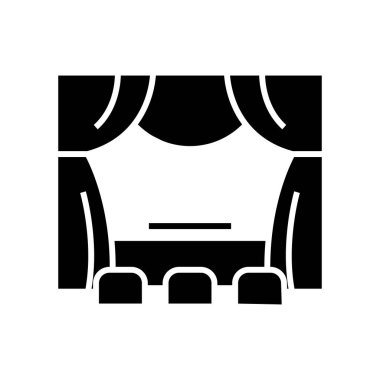 Tiyatro sahnesi simgesi, konsept illüstrasyon, vektör düz sembol, sembol işareti.