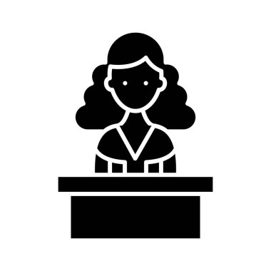 Tanıklık eden siyah simge, konsept illüstrasyon, vektör düz sembol, kabartma işareti.