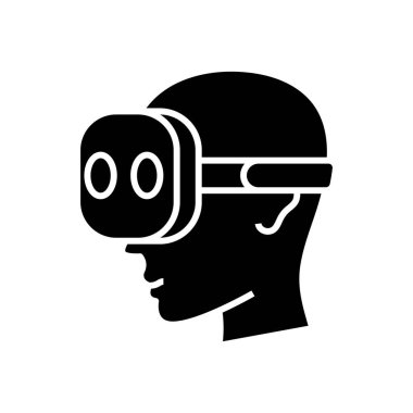 Sanal gerçeklik simgesi, konsept illüstrasyon, vektör düz sembol, kabartma işareti.