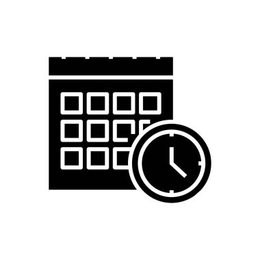 Timetable black icon, concept illustration, vector flat symbol, glyph sign.