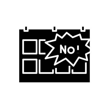 Başarısız planlama siyah simgesi, konsept illüstrasyon, vektör düz sembol, kabartma işareti.