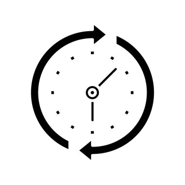 Zaman döngüsü siyah simgesi, konsept illüstrasyon, vektör düz sembol, kabartma işareti.