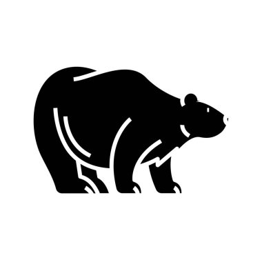 Beyaz ayı siyah simgesi, konsept illüstrasyon, vektör düz sembol, kabartma işareti.