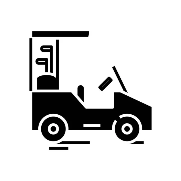 Walking car černá ikona, koncept ilustrace, vektorový plochý symbol, značka glyph. — Stockový vektor