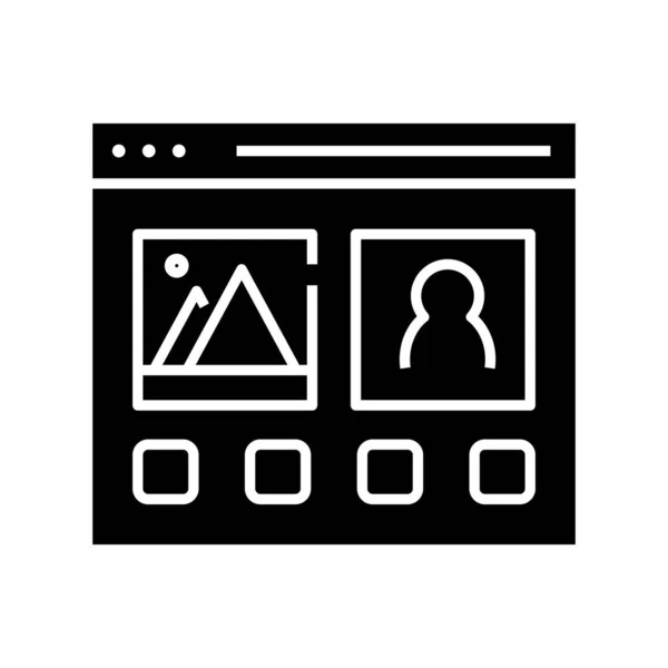 Pagine web icona nera, illustrazione concettuale, simbolo piatto vettoriale, segno di glifo . — Vettoriale Stock