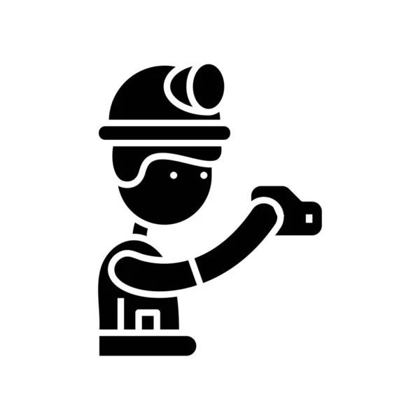 Černá ikona podzemní dělnice, koncept ilustrace, vektorový plochý symbol, znak glyf. — Stockový vektor
