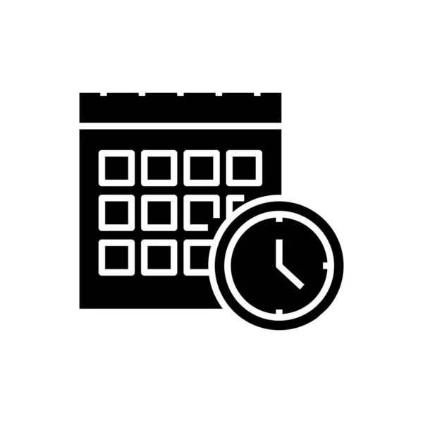 Icono negro de horario, ilustración del concepto, símbolo plano del vector, signo del glifo . — Vector de stock