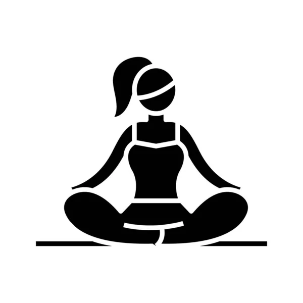 Yoga black icon, concept illustration, vector flat symbol, glyph sign. — Stock vektor