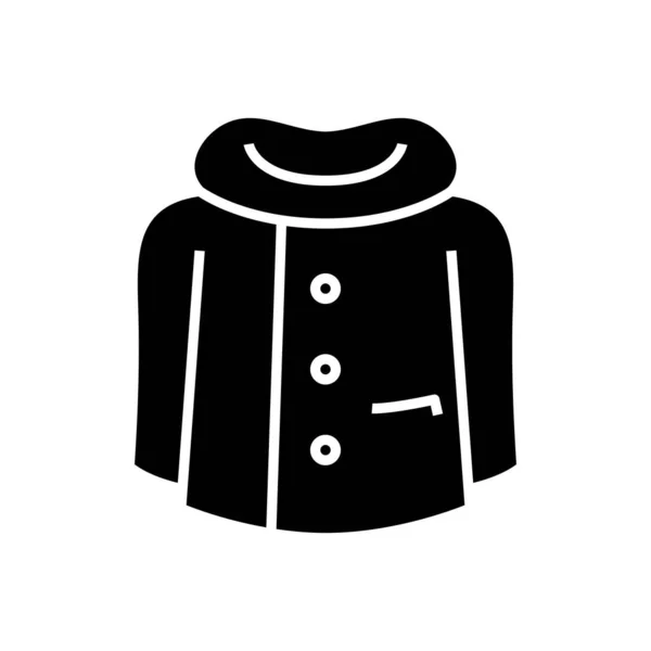 Meleg kabát fekete ikon, koncepció illusztráció, vektor lapos szimbólum, jel. — Stock Vector