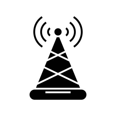 Wifi router black icon, concept illustration, vector flat symbol, glyph sign.