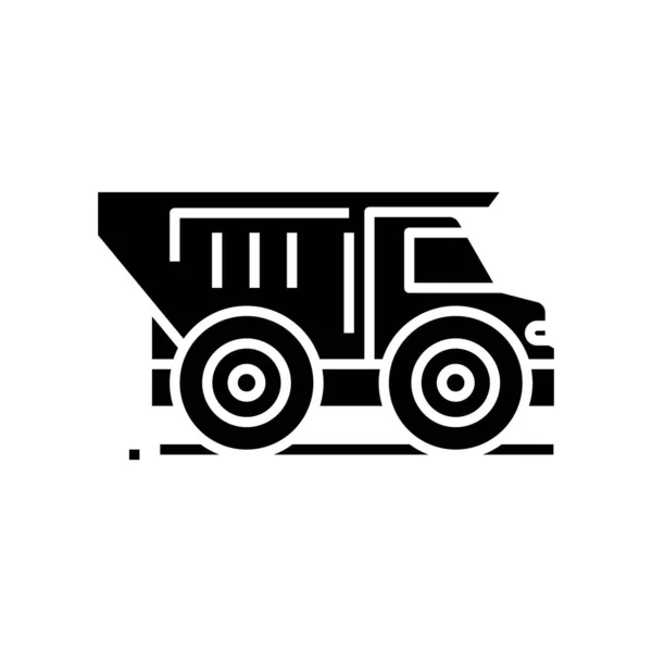 Черный значок грузовика, концептуальная иллюстрация, векторный плоский символ, знак знака . — стоковый вектор