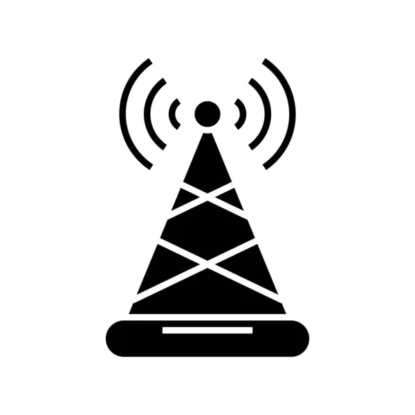 Icona nera del router Wifi, illustrazione concettuale, simbolo piatto vettoriale, segno di glifo . — Vettoriale Stock
