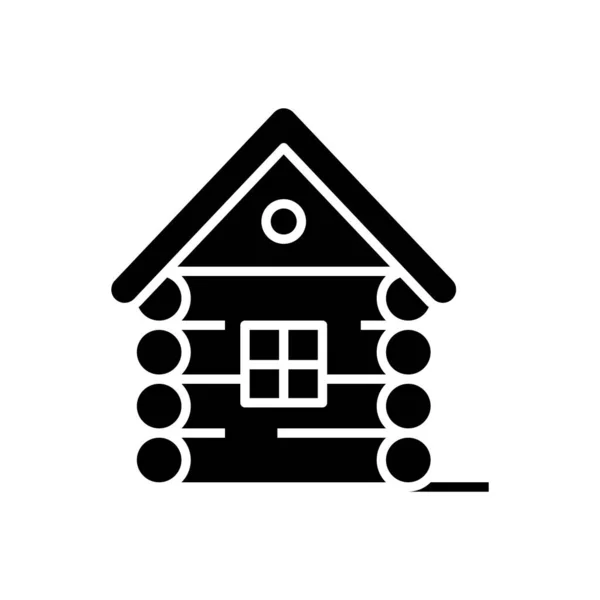 Houten huis lijn icoon, concept teken, schets vector illustratie, lineair symbool. — Stockvector