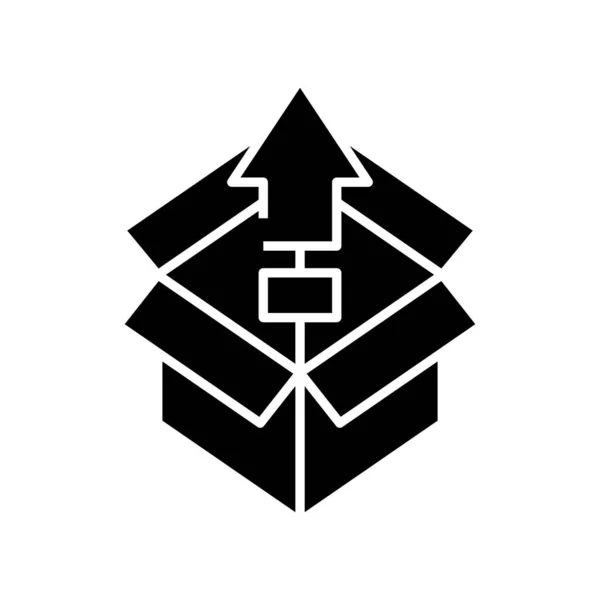 Unpacking black icon, concept illustration, vector flat symbol, glyph sign. — Stock Vector
