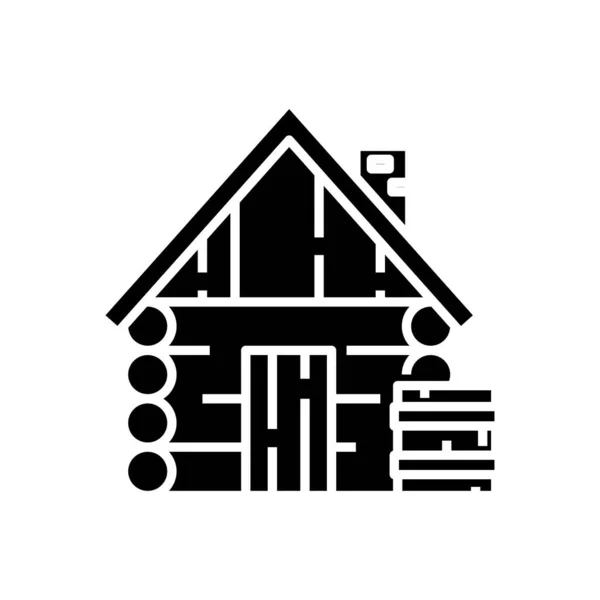 Casa de madera icono negro, concepto de ilustración, vector de símbolo plano, signo de glifo . — Vector de stock