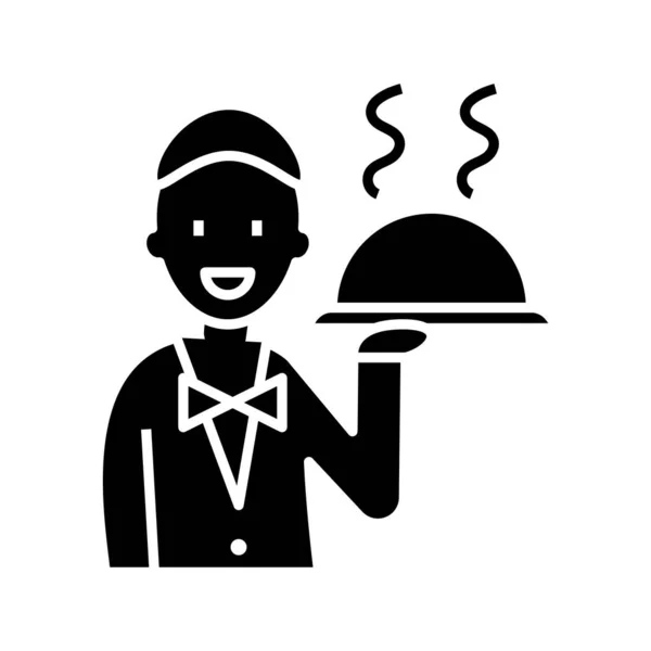 Serveur avec icône noire plat, illustration de concept, symbole plat vectoriel, signe de glyphe . — Image vectorielle