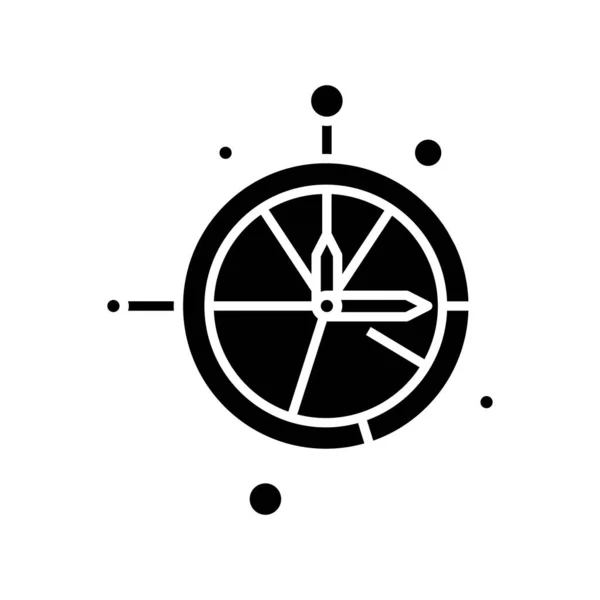 Gerenciamento de tempo ícone preto, ilustração conceito, símbolo plano vetorial, sinal de glifo . — Vetor de Stock