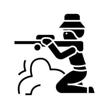 Weapon shooter black icon, concept illustration, vector flat symbol, glyph sign.