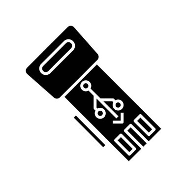 Usb data black icon, concept illustration, vector flat symbol, glyph sign.