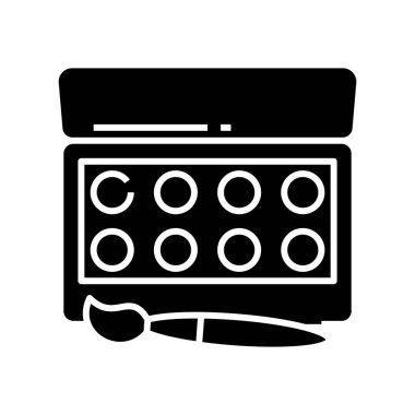 Suluboya siyah resim simgesi, konsept illüstrasyon, vektör düz sembol, kabartma işareti.