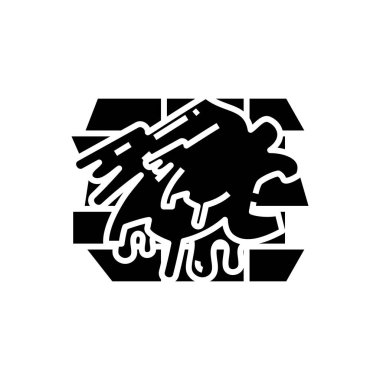 Duvar grafiti siyah simgesi, konsept illüstrasyon, vektör düz sembol, kabartma işareti.