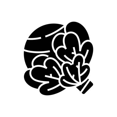 Sebzeler siyah simge, konsept çizim, vektör düz sembol, kabartma işareti.