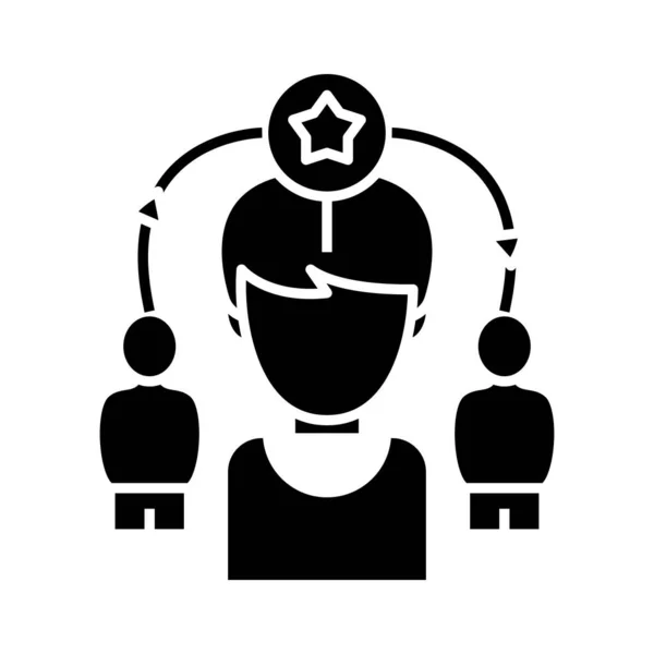 Solutions d'équipe icône noire, illustration de concept, symbole plat vectoriel, signe de glyphe . — Image vectorielle