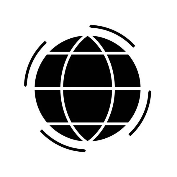 Comércio mundial ícone preto, ilustração conceito, símbolo plano vetor, sinal de glifo . — Vetor de Stock