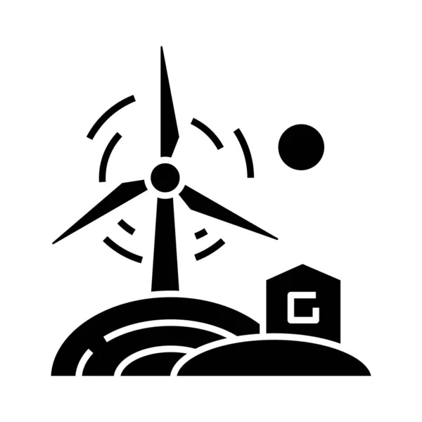 Icône noire énergie éolienne, illustration de concept, symbole plat vectoriel, signe de glyphe . — Image vectorielle