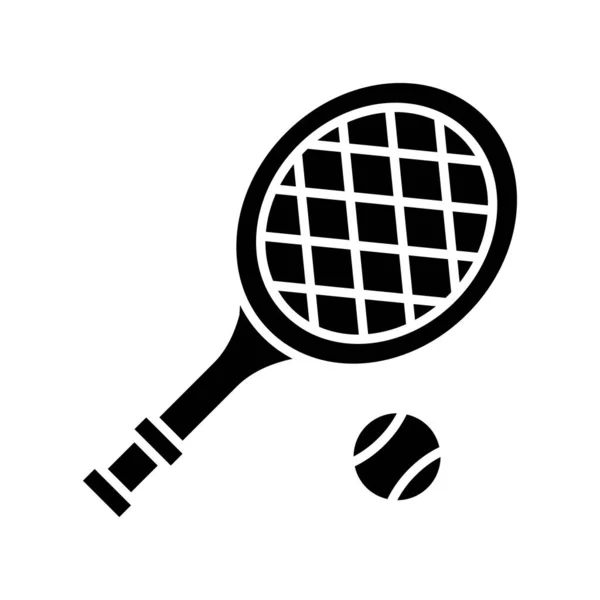 Tennis schwarzes Symbol, Konzept Illustration, Vektor flaches Symbol, Glyphen-Zeichen. — Stockvektor