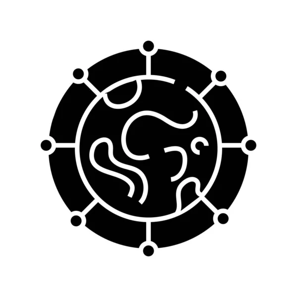 United network black icon, concept illustration, vector flat symbol, glyph sign. — 스톡 벡터