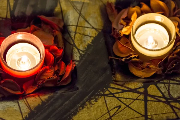 Romance with candles — Stock Photo, Image