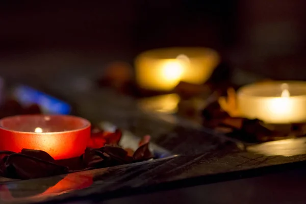 Romance with candles — Stock Photo, Image