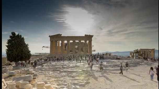 Ακρόπολη της Αθήνας ώρα λήξη από μέσα — Αρχείο Βίντεο