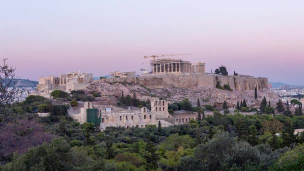 Boční pohled na Akropoli — Stock video