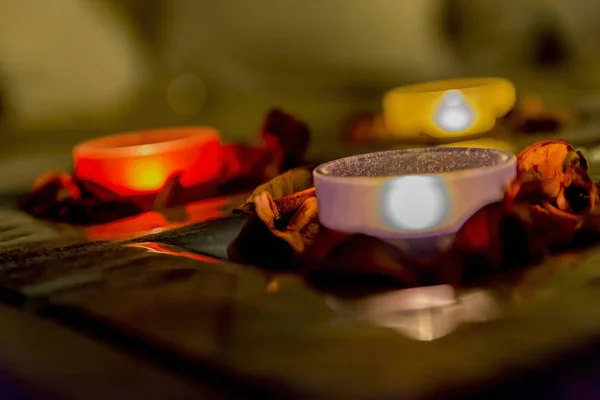 Romance with candles — Stock Photo, Image