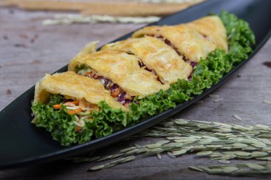 Sebzeli turta, yiyecek yakın plan (iyi sağlık için vejetaryen) )