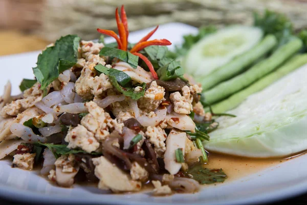 Legumes picados picantes, comida tailandesa (Vegetariano para uma boa saúde  ) — Fotografia de Stock