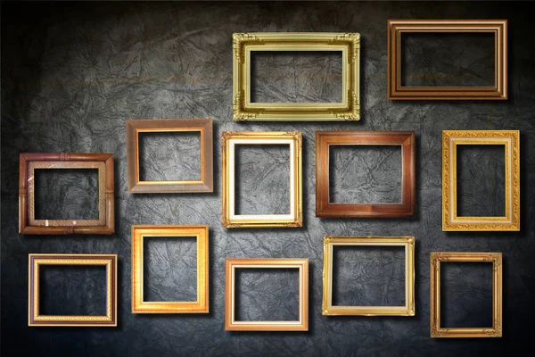 Gouden Frame Oude Muur — Stockfoto