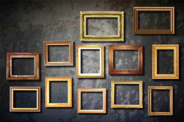 Goldener Rahmen Alter Wand — Stockfoto