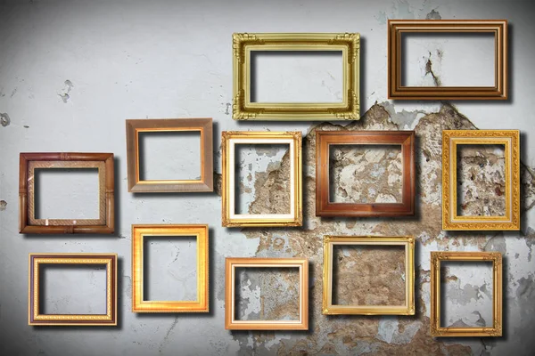 Gouden Frame Oude Muur — Stockfoto